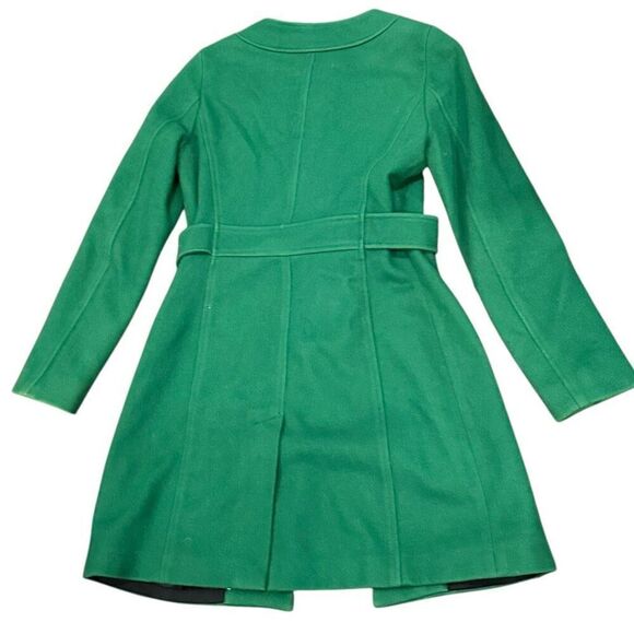 BANANA REPUBLIC Kelly Green Wool Trench Coat Jacket Embellished Buttons Work Pro - Picture 2 of 10